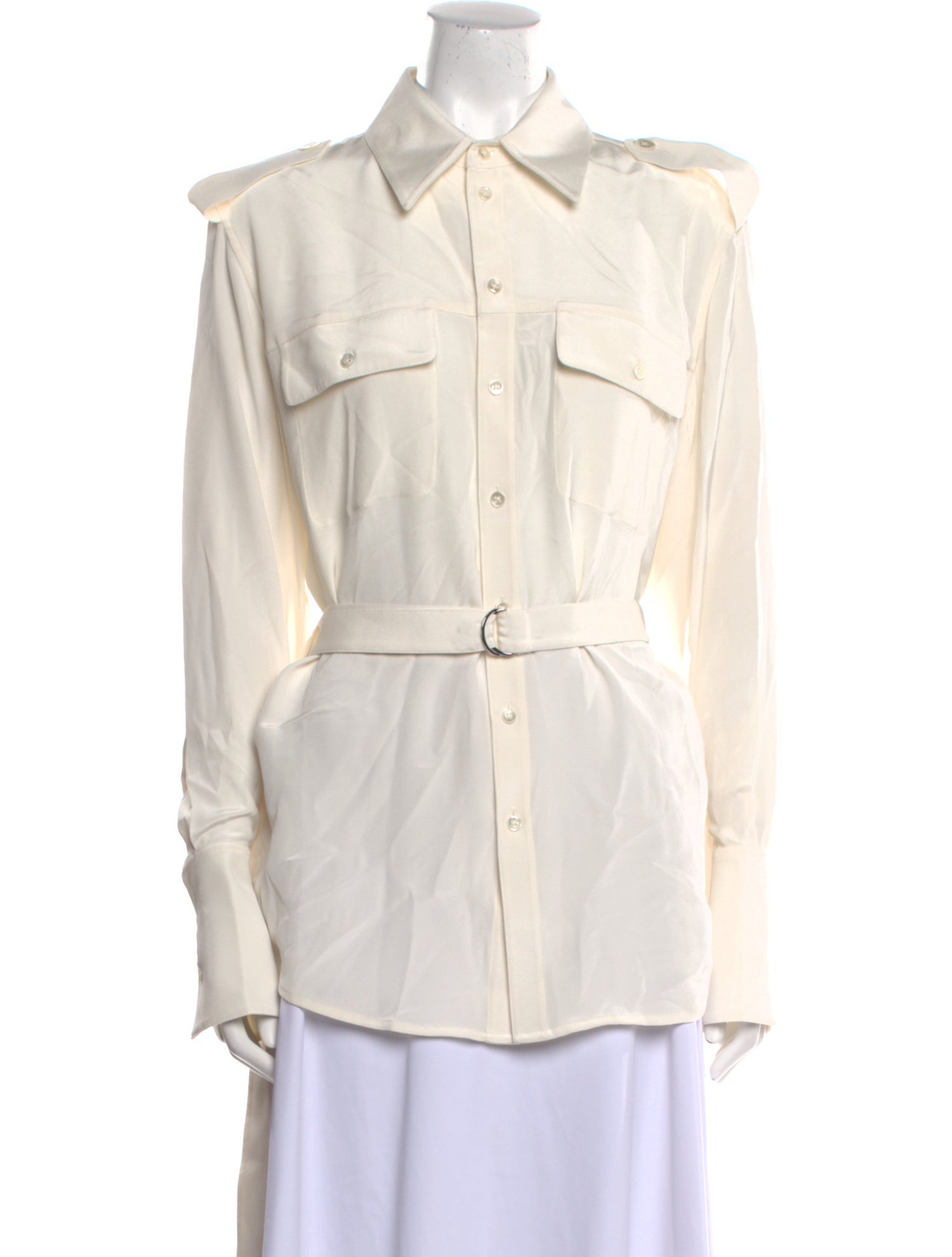 Peter Do Silk Long Sleeve Button-Up Top